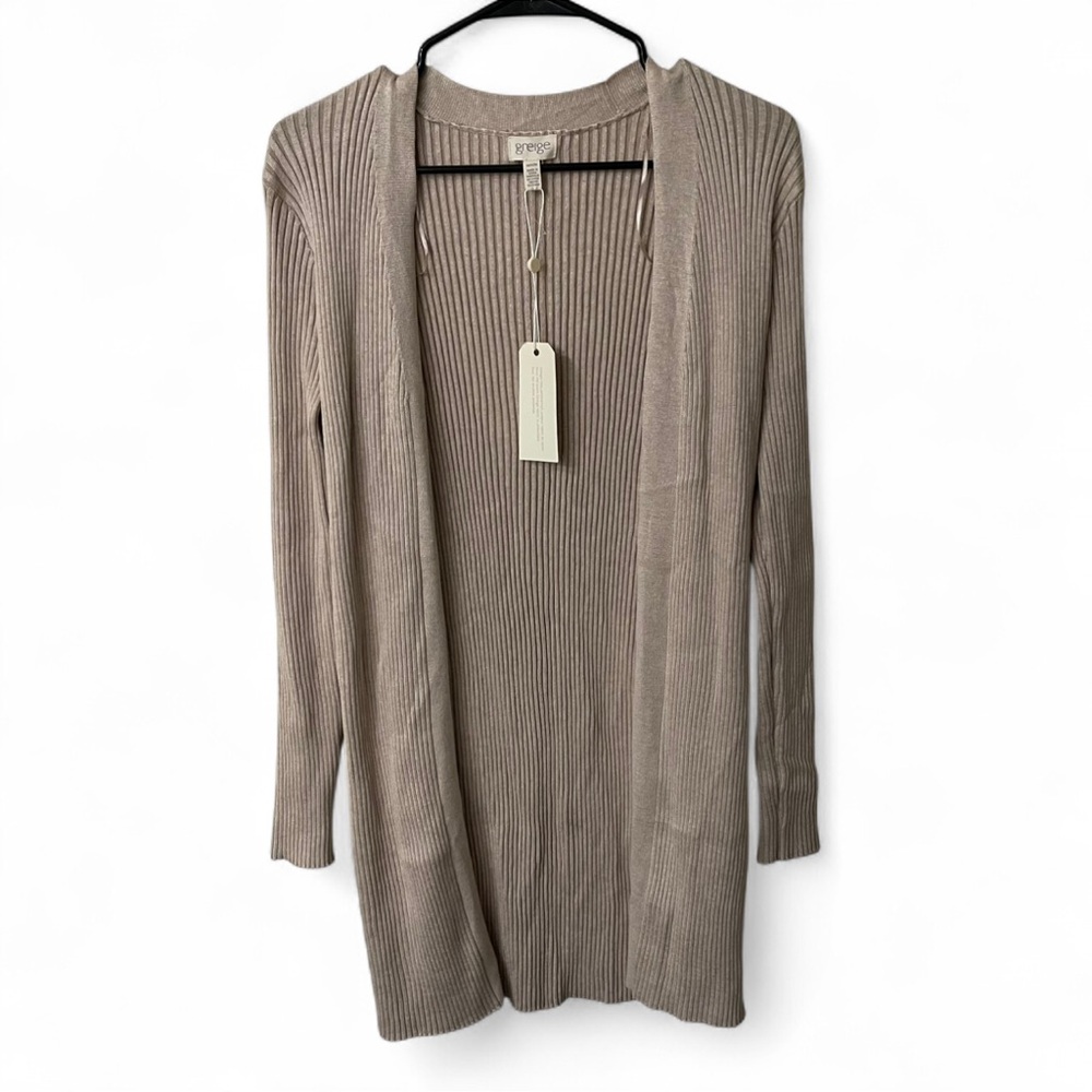 Elegant Taupe Open-Front Cardigan
